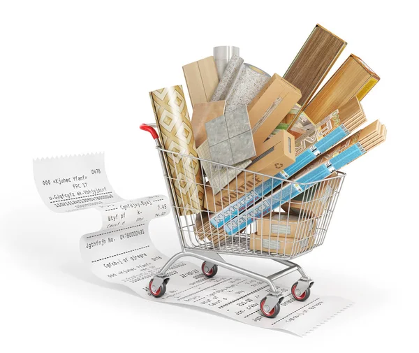 Different Floor Coating Materials Type Shopping Cart Illustration — Stock Photo, Image