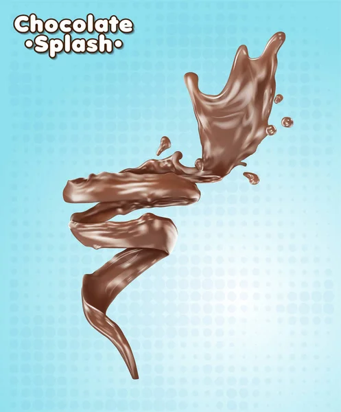 Tornado Chocolate Sobre Fondo Azul — Vector de stock