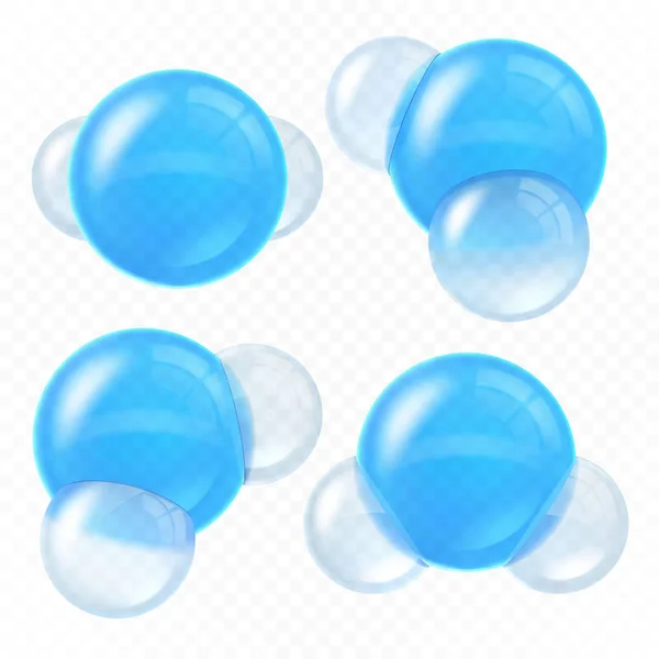 Set Molecules Water Isolated Transparent Background Realistic Vector Illustration — Stock Vector