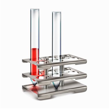 Beyaz bir arka plan üzerinde test tüpleri ile O Tripod