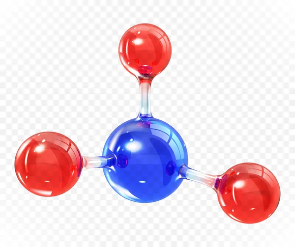 Modelo Molécula Transparente Vidro Forma Molecular Abstrata Reflexiva Refrativa Isolada — Vetor de Stock