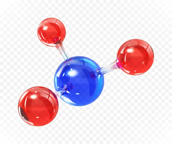 Glas Transparant Molecuul Model Reflecterende Refractieve Abstracte Moleculaire Vorm Geïsoleerd — Stockvector