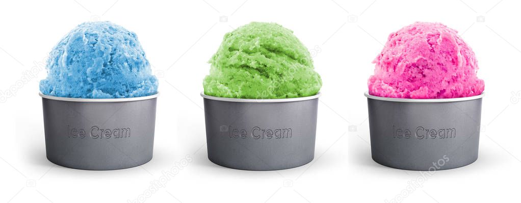 a set of colorful ice cream in a paper cup