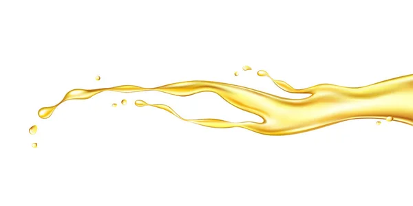 Salpicadura de aceite aislada sobre fondo blanco. Ilustración vectorial realista — Vector de stock