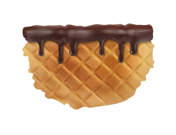 Heerlijke wafels in chocoladesaus. Realistische vectorillustratie op witte achtergrond. — Stockvector