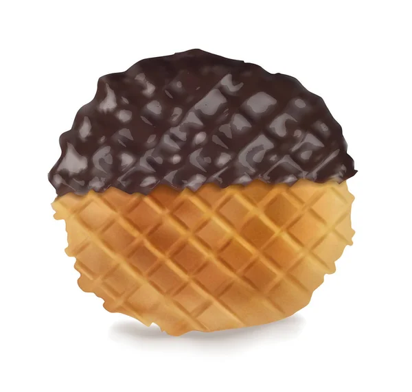 Deliciosos waffles em molho de chocolate. Ilustração realista vetorial sobre fundo branco . — Vetor de Stock