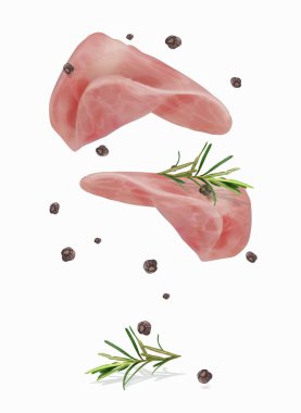  bir dilim jambon kara biber ve biberiye ile vektör çizim