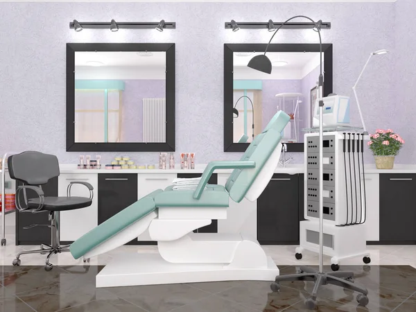 Інтер'єр кімнати з обладнанням у клініці дерматології та спільно — стокове фото