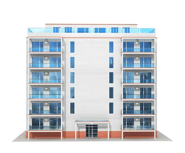 Mehrstöckiges Gebäude. Neues modernes Wohnhaus. 3D-Illustration — Stockfoto