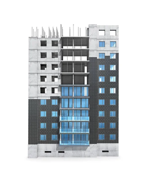 Residentiële gebouw bouwconcept, regeling isolatie van een particuliere monolithische huis. 3D illustratie — Stockfoto