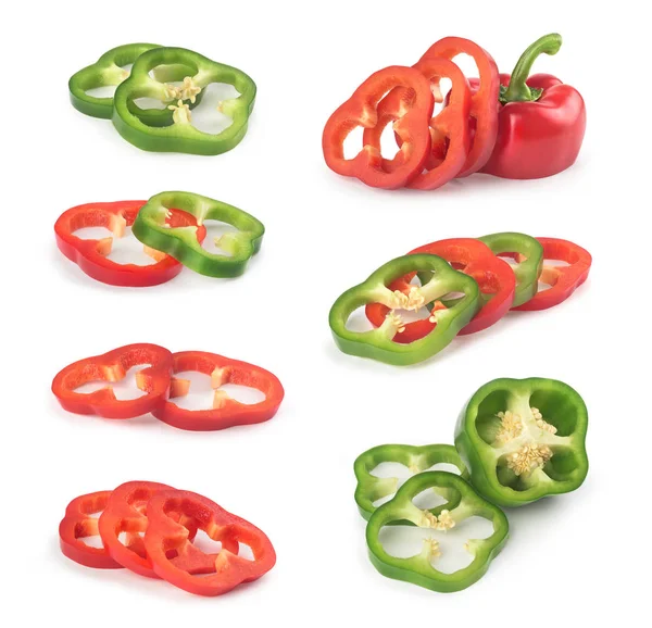 Set of sliced pepper on a white background — Stock Photo, Image