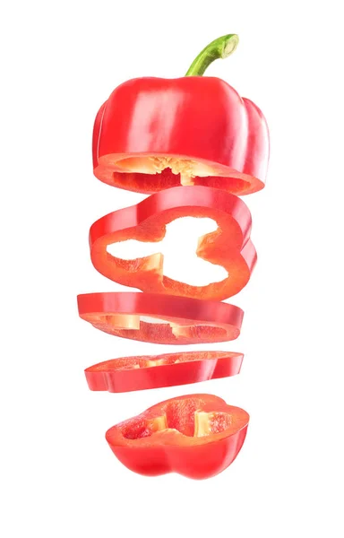 Pimenta vermelha cortada no fundo branco — Fotografia de Stock
