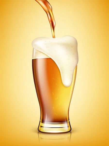 Pivo nalévá do sklenice. Realistické vektorové ilustrace — Stockový vektor