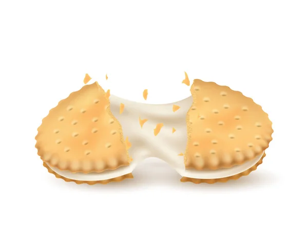 Galleta sándwich se rompe por la mitad . — Archivo Imágenes Vectoriales
