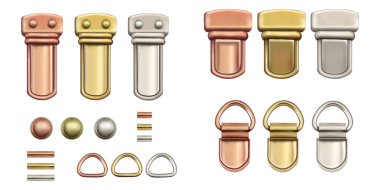 Tuhafiyeler aksesuarları. Set Metal kilitler, torbalar için.