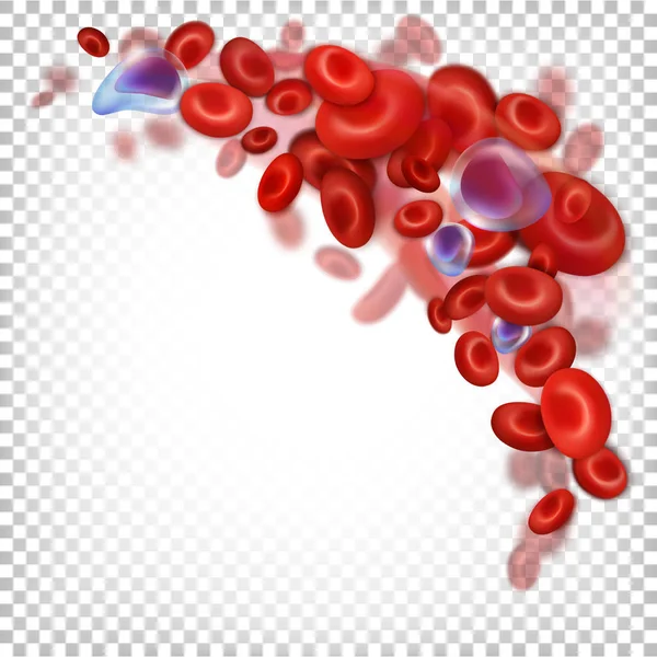 Red blood cells (RBCs), erythrocytes. Vector illustration located in the corner of the images and isolated on white transparent  background. — Stock Vector