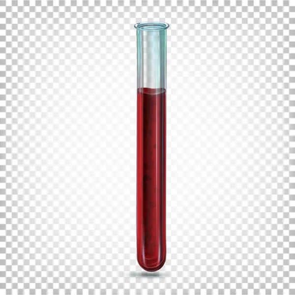 Laboratory glass test tube with blood. Vector illustration isola — Stock Vector