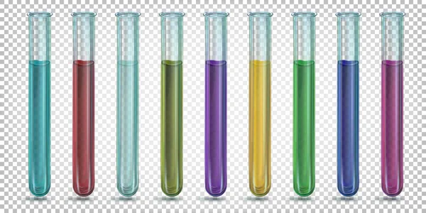 Zestaw laboratoryjny probówki z kolorowych cieczy. Wektor obrazów iso — Wektor stockowy