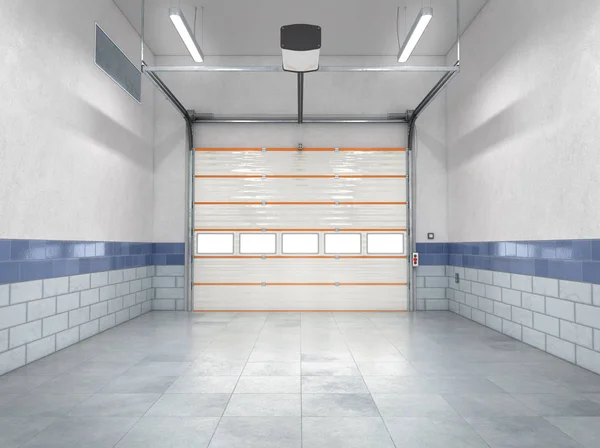 Garage met rollende poort. 3D illustratie — Stockfoto