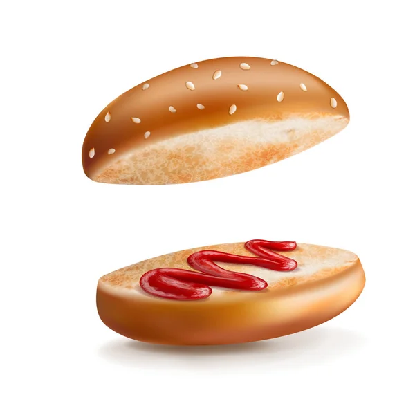 Vektorillustration Brötchen und Ketchup — Stockvektor