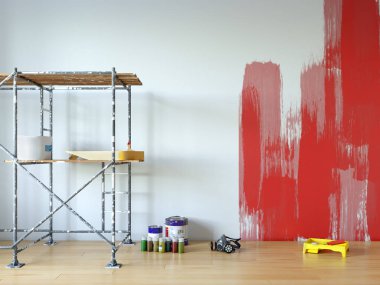 duvar boyama, Oda tamir 3D illüstrasyon