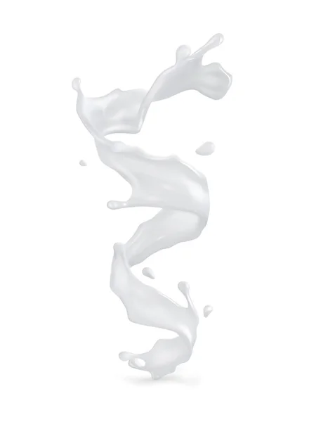 스플래시 밀크, 소스 또는 요구르트. 흰색 배경에 고립 된 벡터 현실적인 그림. — 스톡 벡터