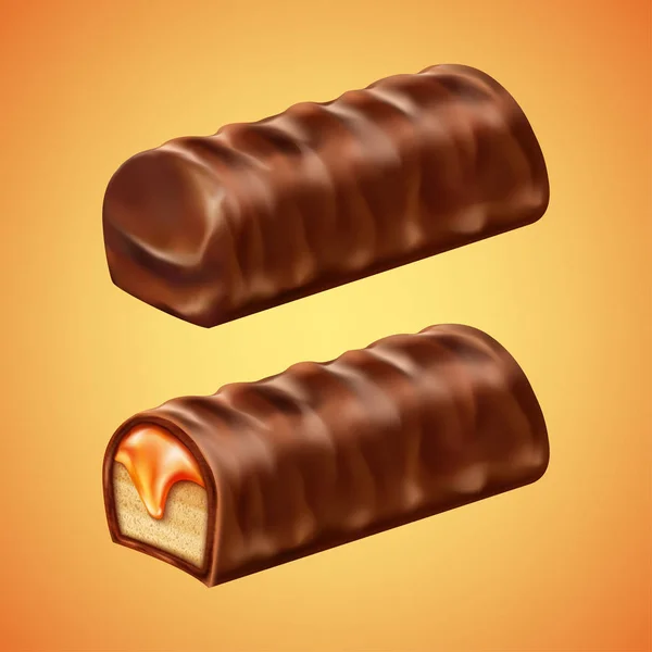 Conjunto de barras de chocolate. Ilustración vectorial realista — Vector de stock