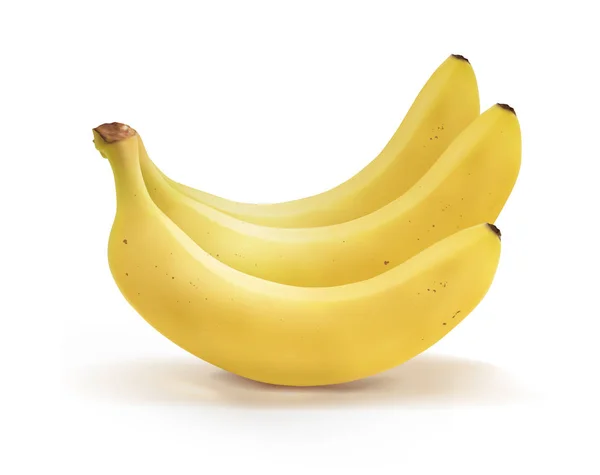 Vektor reális példája a banán. Egy rakás gyümölcs fehér alapon. — Stock Vector