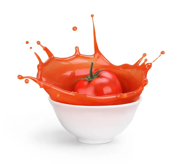 Sos pomidorowy w talerzu z pomidorem — Zdjęcie stockowe