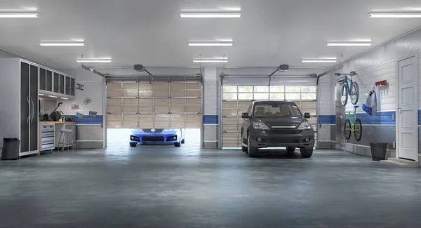 Moderno garage interno. Illustrazione 3d — Foto Stock