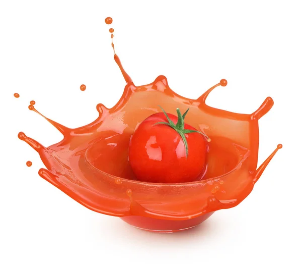 Molho de tomate respingo em copos contra fundo branco — Fotografia de Stock