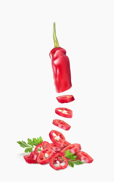 Ilustração vetorial pimenta quente com salsa — Vetor de Stock