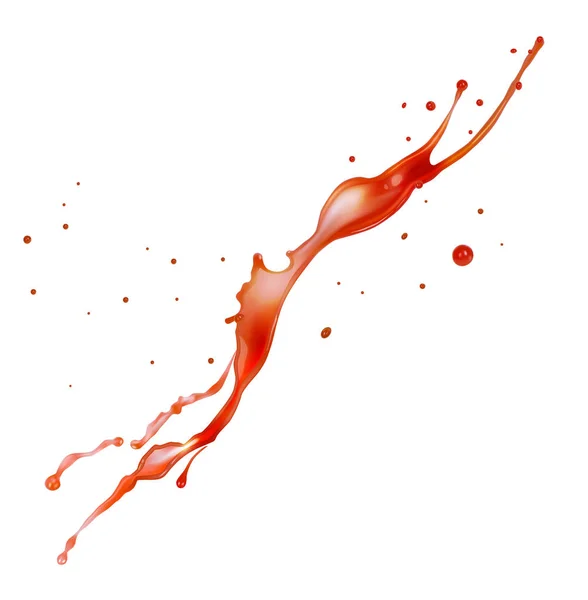 Un chorrito de bebida roja. Ilustración realista vectorial sobre fondo blanco . — Vector de stock