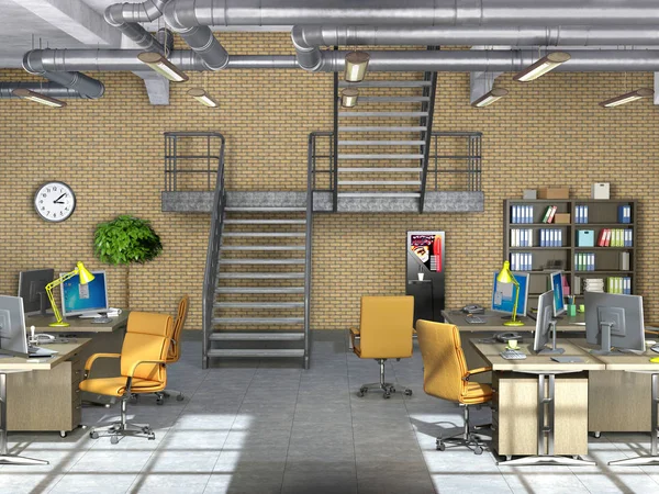 Oficina moderna interior 3d ilustración — Foto de Stock