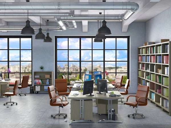 Interiér moderního kancelářského 3D ilustrace — Stock fotografie