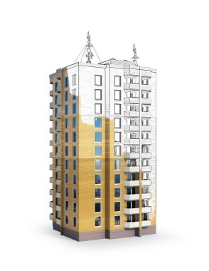 Yüksek. House. 3D çizim