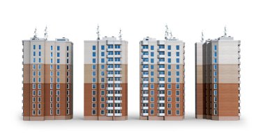 dört projeksiyonda ev. 3D çizim