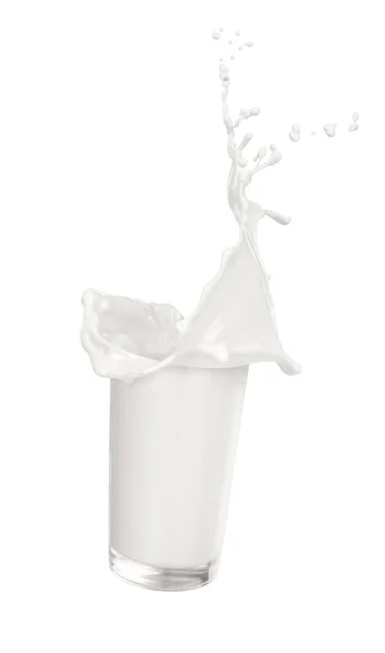 Salpico de leite em um copo de vidro — Fotografia de Stock