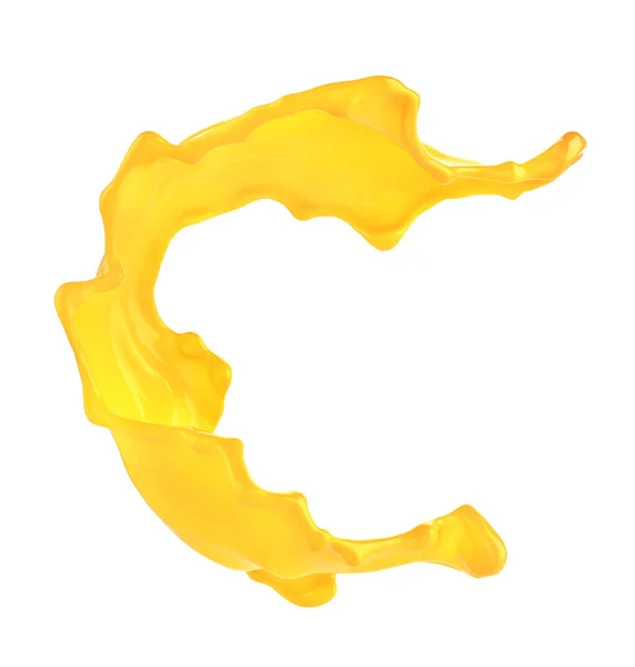 Orange juice splash isolated on a white background. 3d illustration — Stock Photo, Image