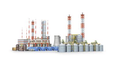 fabrika beyaz arka plan üzerinde izole. 3d illüstrasyon