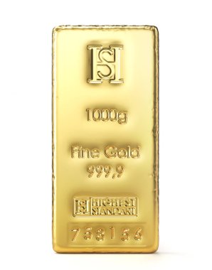 Altın çubuklar beyaz bir arka plan üzerinde izole. 3d illüstrasyon