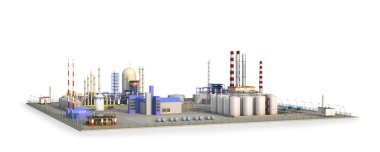 beyaz arka plan üzerinde İzole dışında fabrika. 3d illüstrasyon