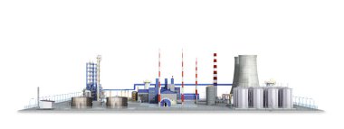 fabrika, beyaz arka plan üzerinde izole. 3d illüstrasyon