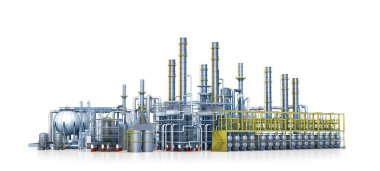 factory, Isolated on white background. 3d illustration clipart