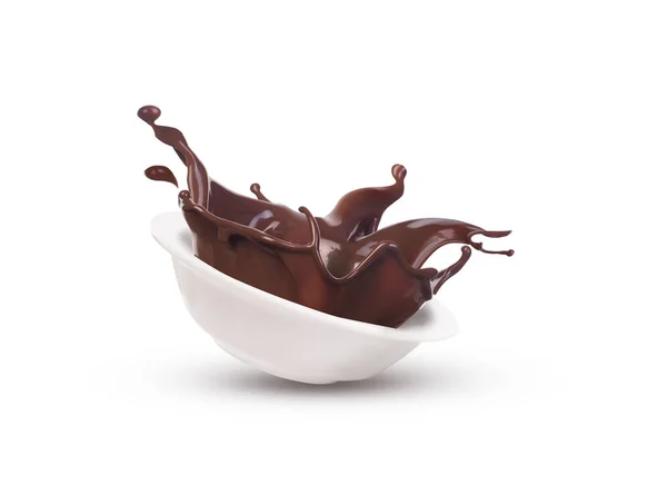 Csokoládé csobbanás egy fehér lemez — Stock Fotó