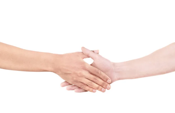 Межрасовое рукопожатие как символ дружбы, партнерства и — стоковое фото