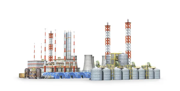 Továrna izolovaný na bílém pozadí. 3D ilustrace — Stock fotografie