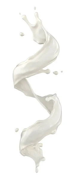 Éclaboussure de lait isolé sur un fond blanc. Illustration 3d — Photo