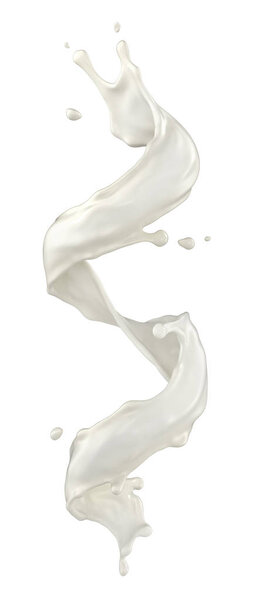 Splash of milk isolated on a white background. 3d illustration