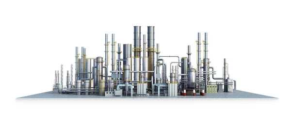 Refinería de petróleo, aislado sobre fondo blanco. ilustración 3d — Foto de Stock